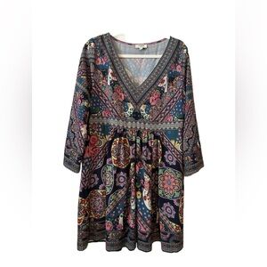 Floral Bohemian Umgee Dress with V-Neck